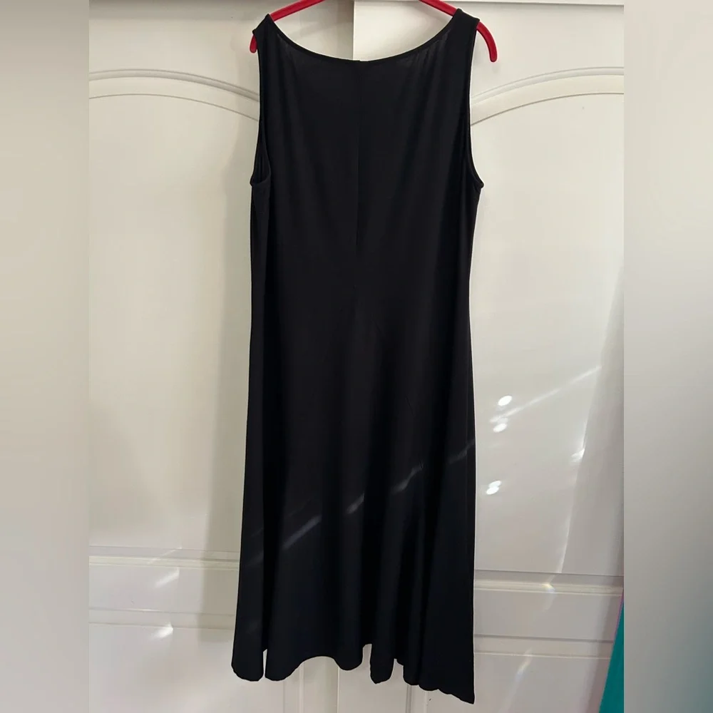 EILEEN FISHER Vintage A-Line Black Dress with Diamond Pattern Seams, Sz L - Picture 2 of 9